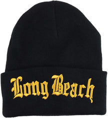 Armycrew Old English Font City Names Embroidered Cuff Long Beanie Hat