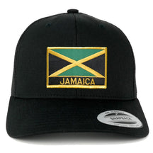 Flexfit Jamaica Flag with Text Embroidered Iron on Patch Snapback Mesh Trucker Cap
