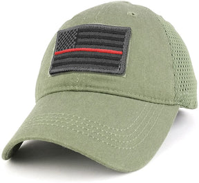 Armycrew USA Grey Thin Red Flag Tactical Patch Cotton Adjustable Trucker Cap