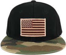 USA American Flag Embroidered Iron on Patch Camo Bill Snapback Cap - WDL