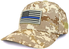 Armycrew USA Thin Blue Line Flag Tactical Patch Structured Operator Baseball Cap