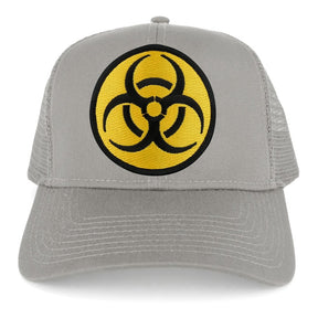 Biohazard Circular Yellow Black Embroidered Iron on Patch Adjustable Trucker Mesh Cap