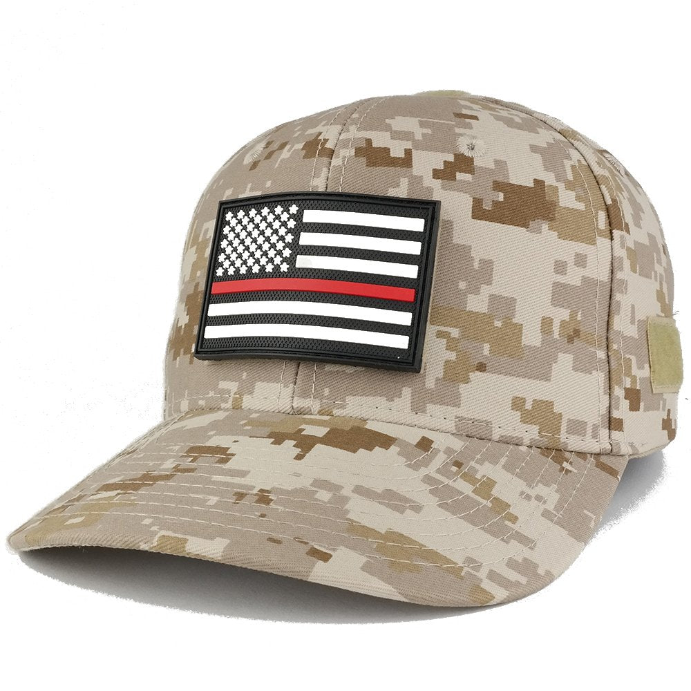 Thin RED Line USA Flag 3-D Rubber Tactical Patch Adjustable Structured Operator Cap