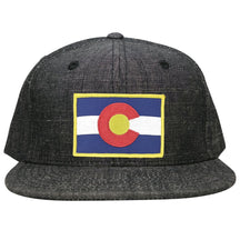 Armycrew Washed Denim Colorado Western State Flag Embroidered Patch Snapback Cap - Black