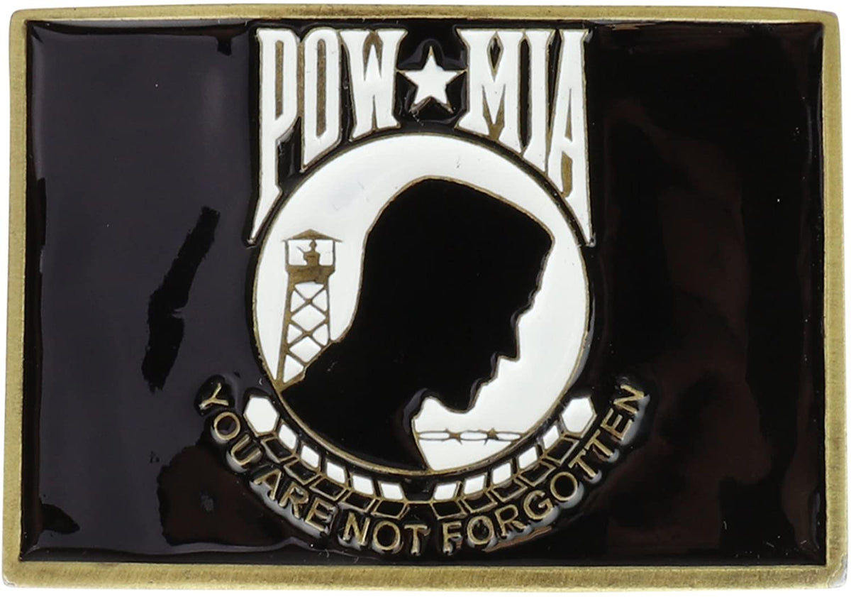 Armycrew Made in USA POW MIA You Are Not Forgotten Logo Metal Belt Buckle
