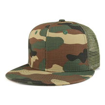 Cotton Ripstop Flat Bill Trucker Mesh Back Baseball Cap