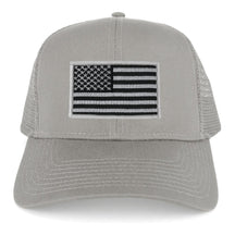Armycrew USA American Flag Embroidered Patch Snapback Mesh Trucker Cap - Grey