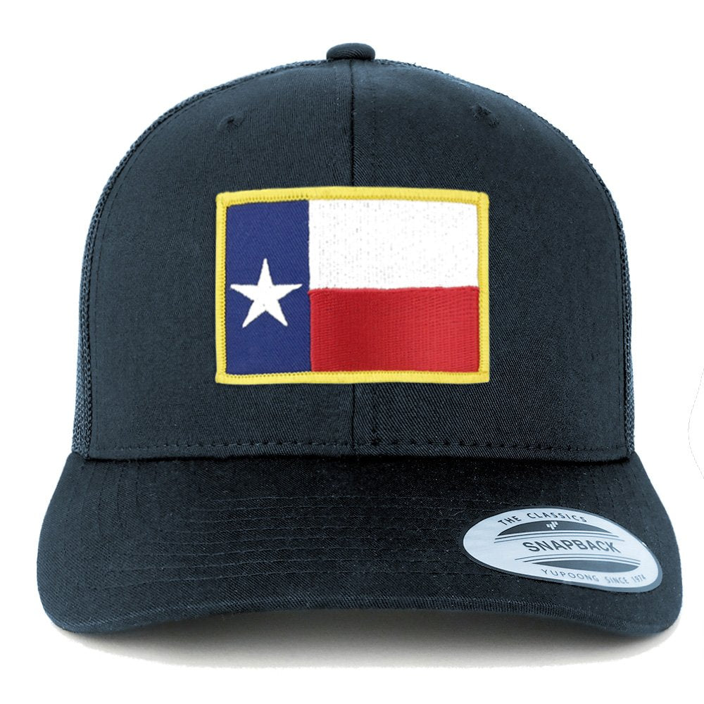 Armycrew Flexfit Texas State Flag Embroidered Iron on Patch Snapback Mesh Trucker Cap