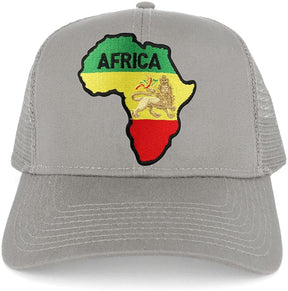 RGY Africa Map and Rasta Lion Embroidered Iron on Patch Adjustable Trucker Mesh Cap