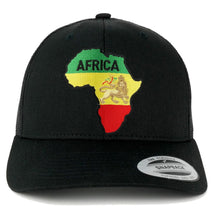 RGY Africa Map and Rasta Lion Embroidered Iron On Patch Mesh Back Trucker Cap