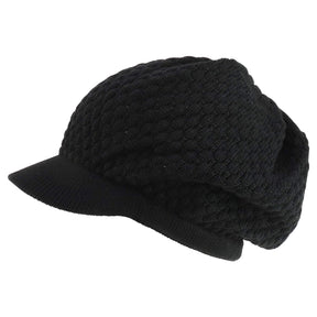 Armycrew Rastafarian Dreadlock Knit Oversized Slouch Cotton Visored Beanie - Black