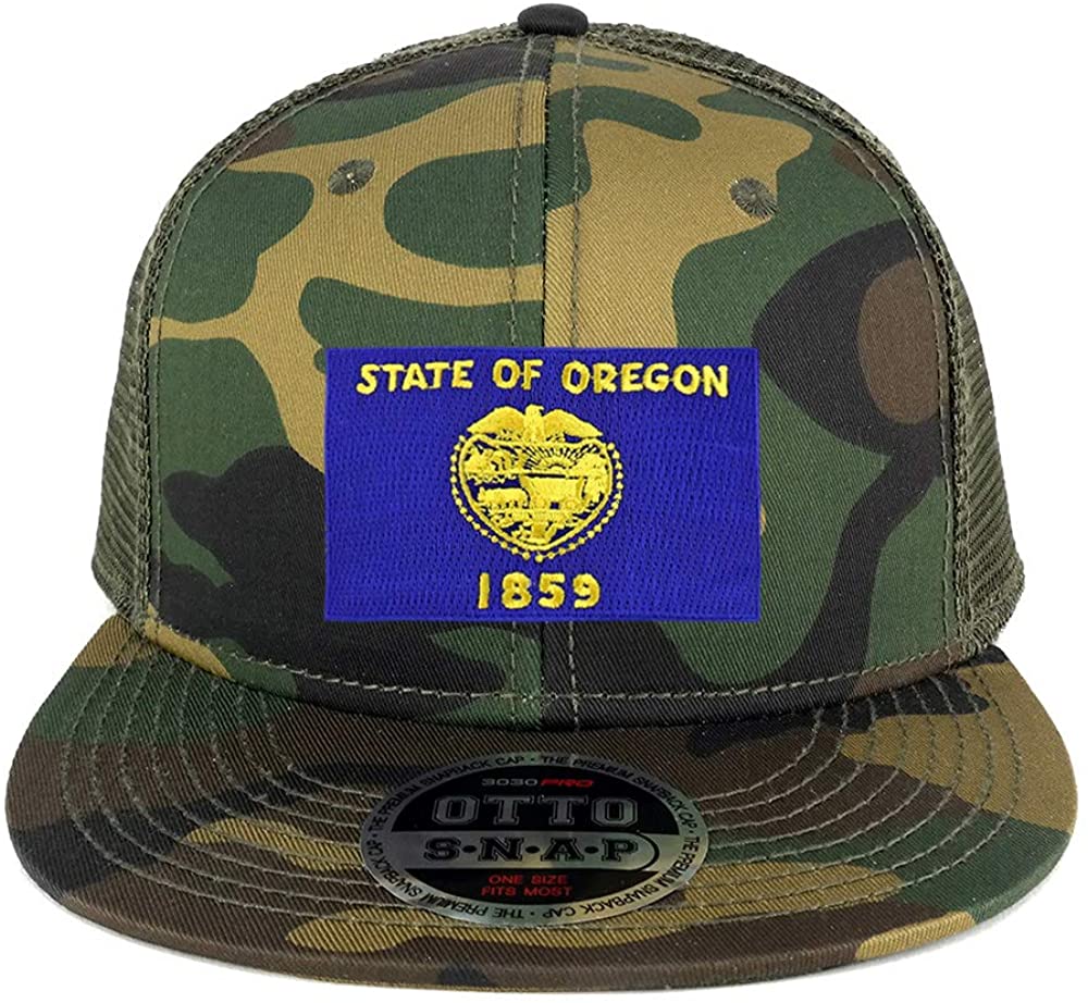 Armycrew New Oregon State Flag Patch Camouflage Flatbill Mesh Snapback Cap