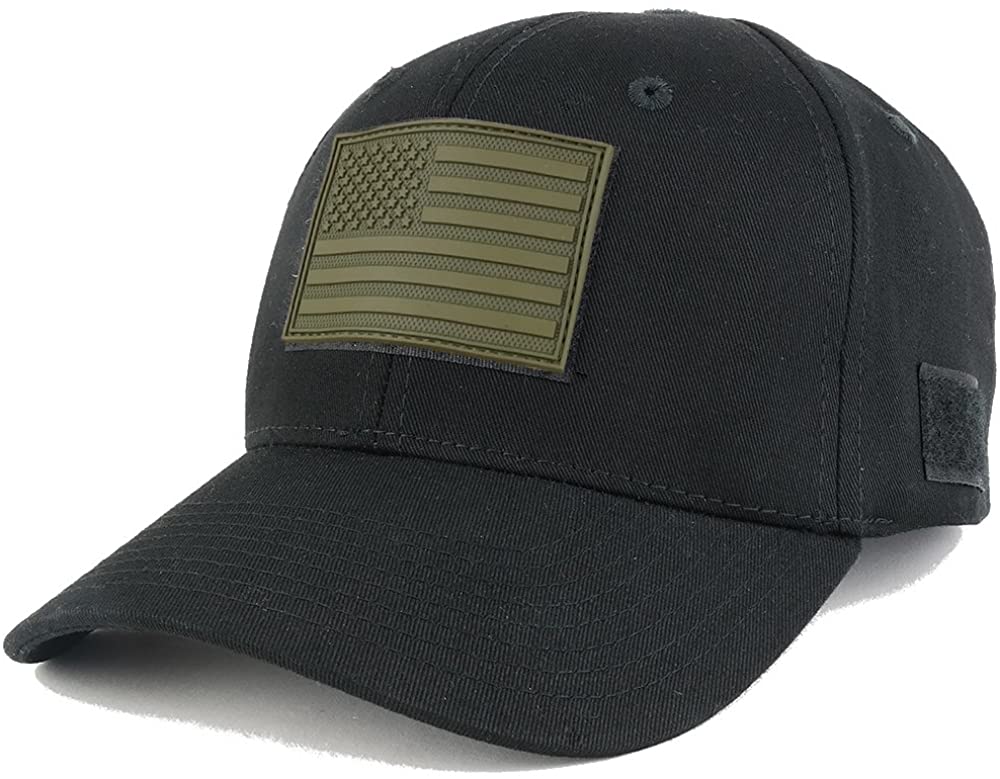 US American Flag OLIVE 2 Rubber 3D Tactical Patch with Adjustable Structured Operator Cap
