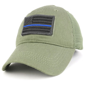 Armycrew USA Grey Thin Blue Flag Tactical Patch Cotton Adjustable Trucker Cap