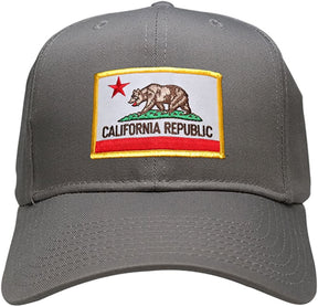California Republic Embroidered Iron On Patch Gold Border Snapback Baseball Cap