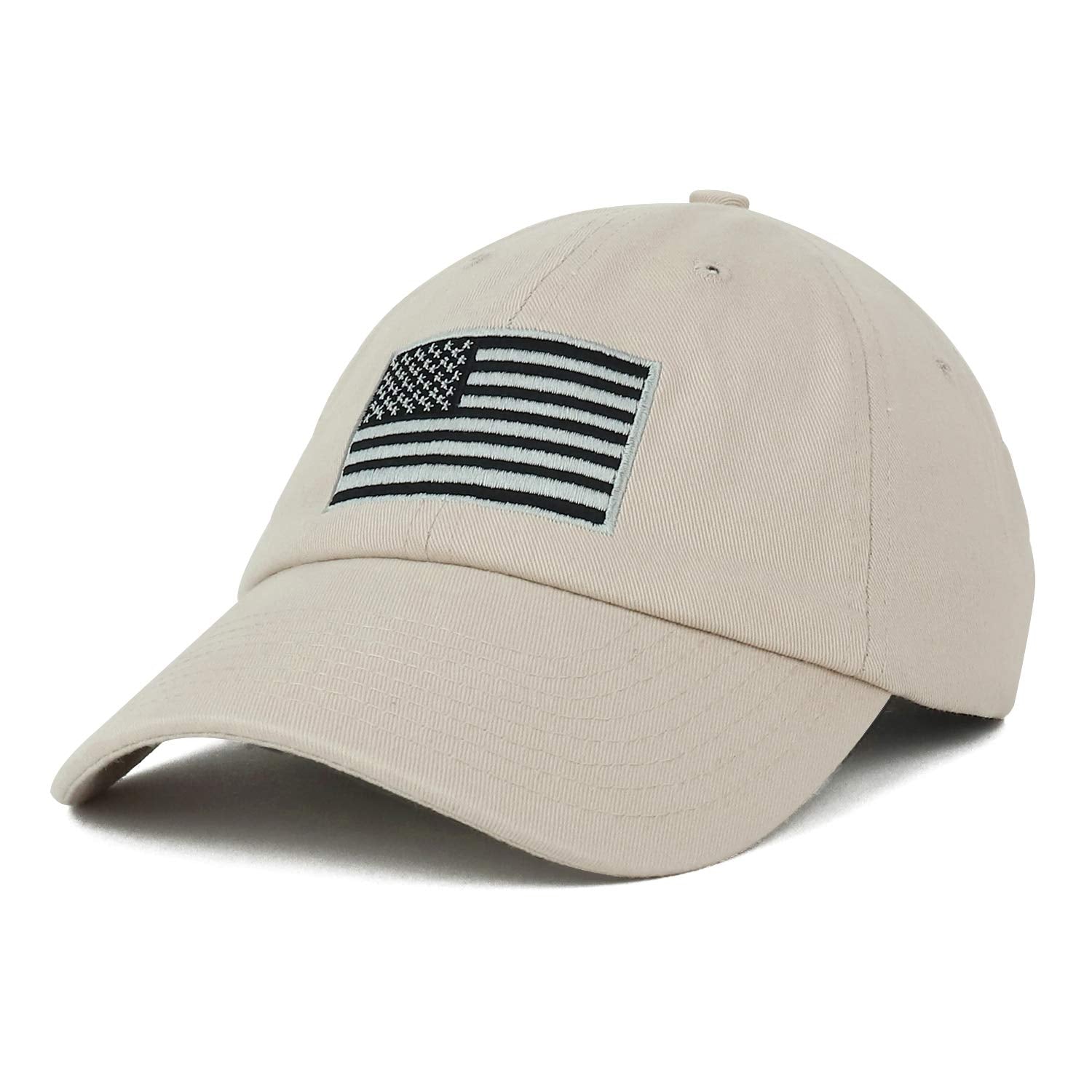 Armycrew Made in USA Grey American Flag Embroidered Soft Crown Cotton Cap
