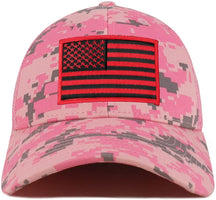 Armycrew Black Red American Flag Patch Camouflage Structured Mesh Trucker Cap