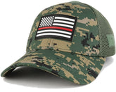 Thin RED Line American Flag 3D Rubber Tactical Patch Low Crown Adjustable Mesh Cap