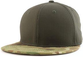 Armycrew 6 Panel Flatbill Ripstop Authentic Multicam Snapback Cap