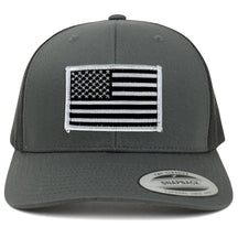 Armycrew American Flag Patch Snapback Trucker Mesh Cap - Charcoal