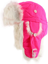 High Visibility Neon White Fur Aviator Winter Trooper Hat - Neon Pink - LXL