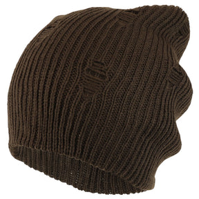 Armycrew Vintage Frayed Pattern Knit Deep Slouchy Beanie