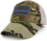 Armycrew USA Grey Thin Blue Flag Tactical Patch Cotton Adjustable Trucker Cap