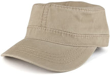 Garment Washed Cotton Twill with Heavy Stitching Flat Top Military Cap