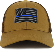Armycrew Thin Blue Line American Flag 3D Rubber Tactical Patch Air Mesh Flex Cap