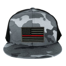 Armycrew US American Flag Embroidered Patch Adjustable Urban Camo Trucker Cap - UUB - Black Grey