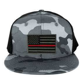 Armycrew US American Flag Embroidered Patch Adjustable Urban Camo Trucker Cap - UUB - Black Grey