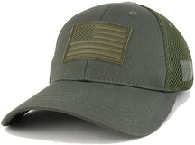 US American Flag OLIVE 2 Rubber 3D Tactical Patch Low Crown Adjustable Mesh Cap