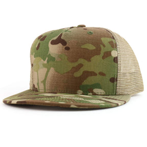 Armhycrew 5 Panel Flat Bill Ripstop Authentic Multicam Mesh Back Trucker Cap
