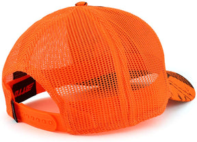 Armycrew Hunting Camouflage Outdoor Structured Trucker Mesh Cap - Blaze
