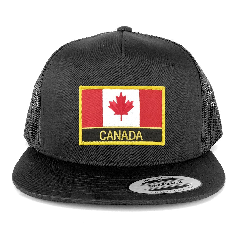 Armycrew Flexfit 5 Panel Canada Flag with Text Embroidered Patch Snapback Mesh Trucker Cap