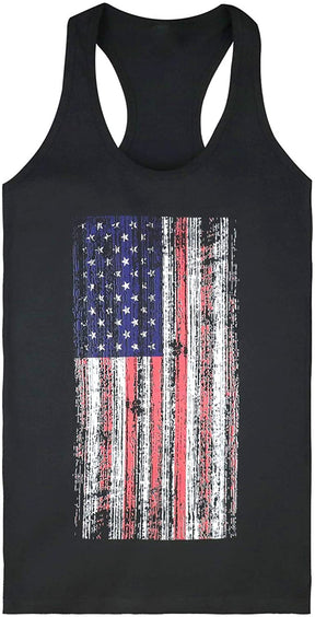 Armycrew Distressed Vintage US American Flag Cotton Graphic Tanks