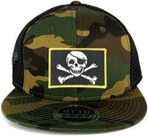 Armycrew Jolly Rogers Military Skull Embroidered Patch Camo Snapback Mesh Trucker Cap