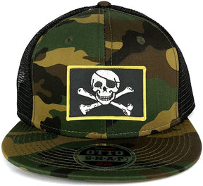 Armycrew Jolly Rogers Military Skull Embroidered Patch Camo Snapback Mesh Trucker Cap