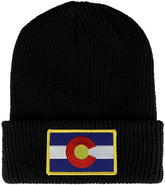 Armycrew Colorado State Flag Embroidered Patch Winter Ribbed Cuffed Knit Beanie