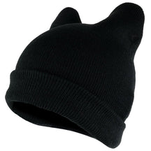 Pussyhat Women's Warm Cat Ear Folded Beanie Hat - Black