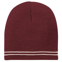Two Tone Color Winter Short Stripe Beanie Hat
