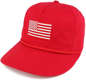 USA Flag Embroidered Braided Snap Adjustable Cap