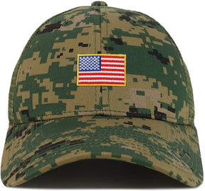 Armycrew Small American Flag Patch Camouflage Structured Mesh Trucker Cap