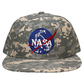 Flat Bill NASA Insignia Space Logo Embroidered Iron On Patch Camo Snapback Cap - ACU