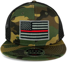 Armycrew USA American Flag Embroidered Patch Camo Snapback Mesh Cap - CAMO Black