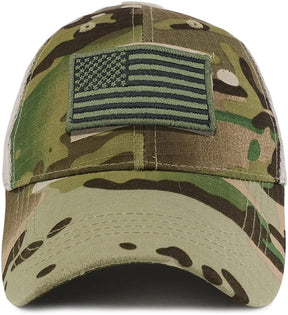 Armycrew USA Olive Flag Tactical Patch Cotton Adjustable Trucker Cap