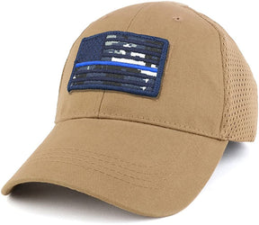 Armycrew USA Navy Thin Blue Flag Tactical Patch Cotton Adjustable Trucker Cap