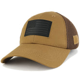 Armycrew US American Flag Black 3-D Rubber Tactical Patch Low Crown Adjustable Mesh Cap