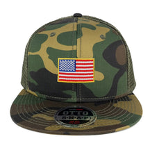 Armycrew Small Yellow American Flag Embroidered Patch Camo Flat Bill Snapback Mesh Cap