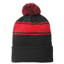 Armycrew Two Tone Stripe Acrylic Winter Pom Pom Beanie Hat